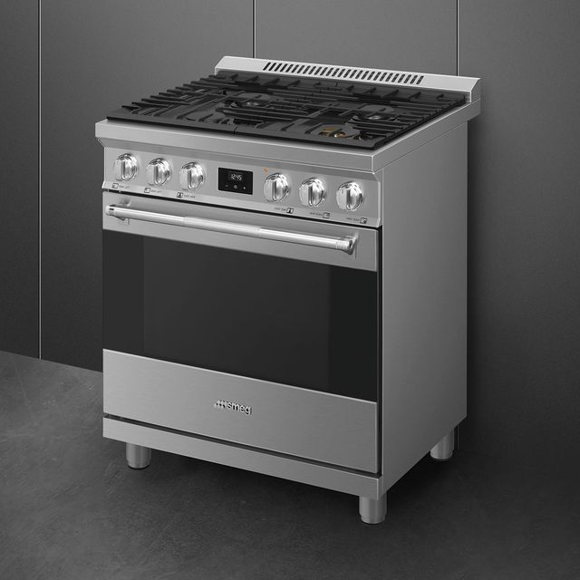 Smeg Professional 30" Stainless Steel Pro Style Gas Range-2