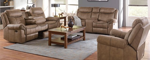 American Wholesale Furniture Knoxville Brown Manual Reclining Sofa-1