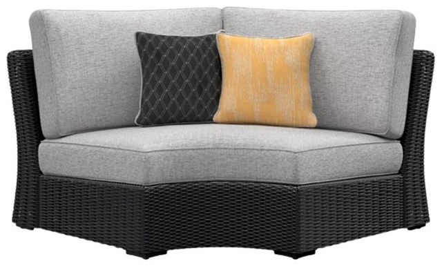 Signature Design by Ashley® Beachcroft 5-Piece Black/Light Gray Fabric/Natural Materials Outdoor Sectional-2