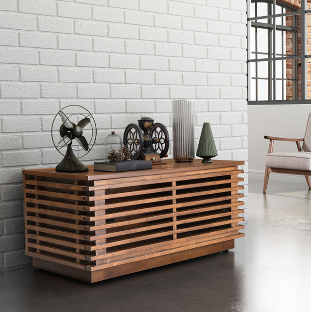 Zuo® Modern Linea Walnut Narrow Entertainment Stand-2