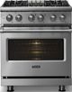 Viking® 5 Series 30" Stainless Steel Pro Style Dual Fuel (NG) Range with Polished Chrome Trim-2