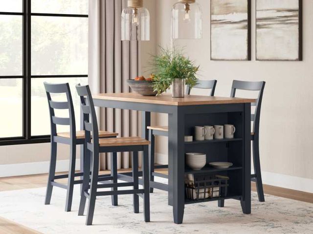Signature Design by Ashley® Gesthaven Natural Rectangular Counter Height Dining Table with Blue Base-3