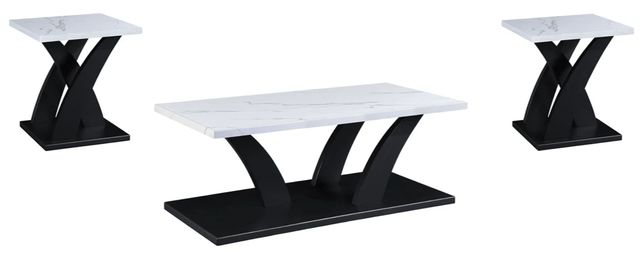 Crown Mark Zion 3-Piece Black/White Occasional Table Set-0