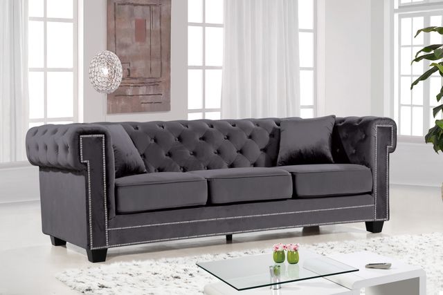 Meridian Furniture Bowery Grey Velvet Sofa-3