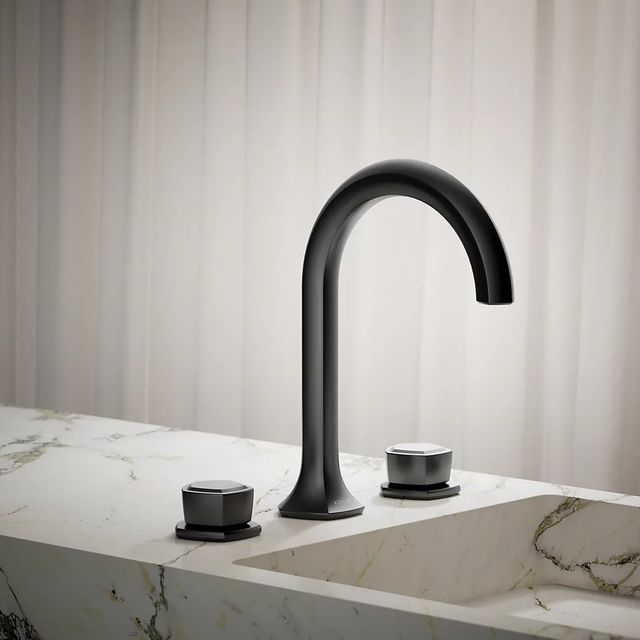 KOHLER® Occasion® Matte Black Knob Bathroom Sink Faucet Handles-3