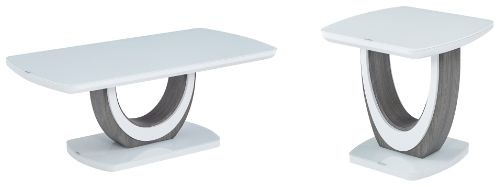 Mazin Furniture London White Lacquer Coffee Table with U-Shaped Pedestal Base-2