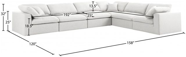 Meridian Furniture Serene 6-Piece Cream 158" Modular Sectional-2