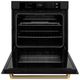 ZLINE Autograph Edition Professional 30" Black Stainless Steel True Convection Single Wall Oven with Air Fry and Self Clean with Polished Gold Helix Handle -2