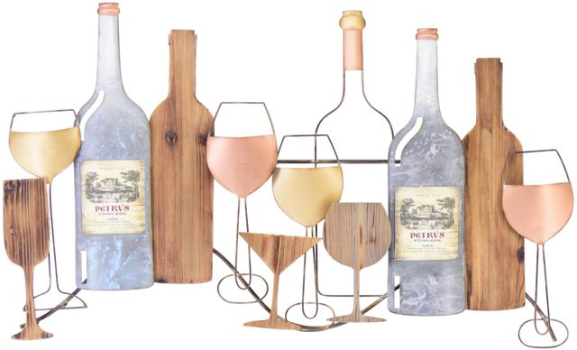 Classy Living Wine and Glasses Wood Wall Decor-0