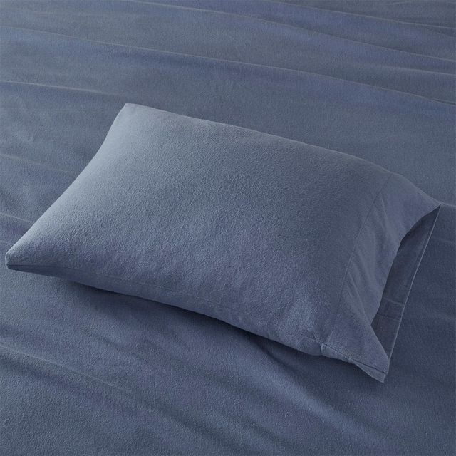 Olliix by True North by Sleep Philosophy Cozy Flannel Blue Solid King 100% Cotton Printed Sheet Set-3