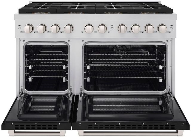 ZLINE Paramount Series 48" Stainless Steel Pro Style Dual Fuel Range with Black Matte Door-1