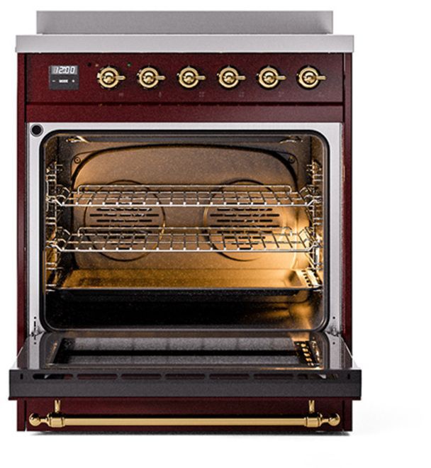 Ilve® Nostalgie II Series 30" Burgundy Pro Style Induction Range-1