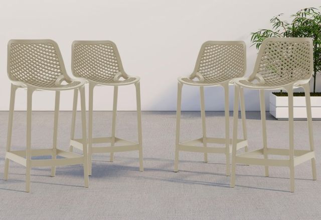 Meridian Furniture Mykonos Taupe Plastic Outdoor Patio Stool-4