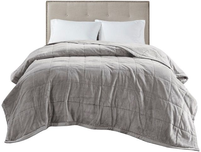 Olliix by Madison Park Coleman Grey King Reversible Down Alternative Blanket-1