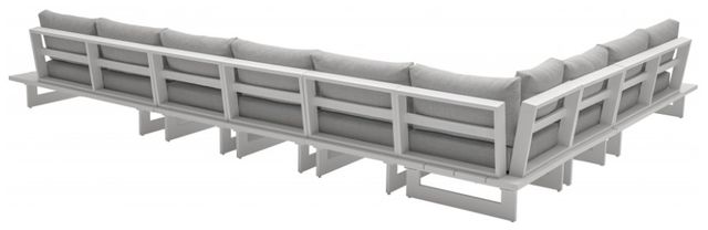 Meridian Furniture Maldives 4-Piece Gray/White Aluminum/Fabric 185" Outdoor Modular Sectional-2