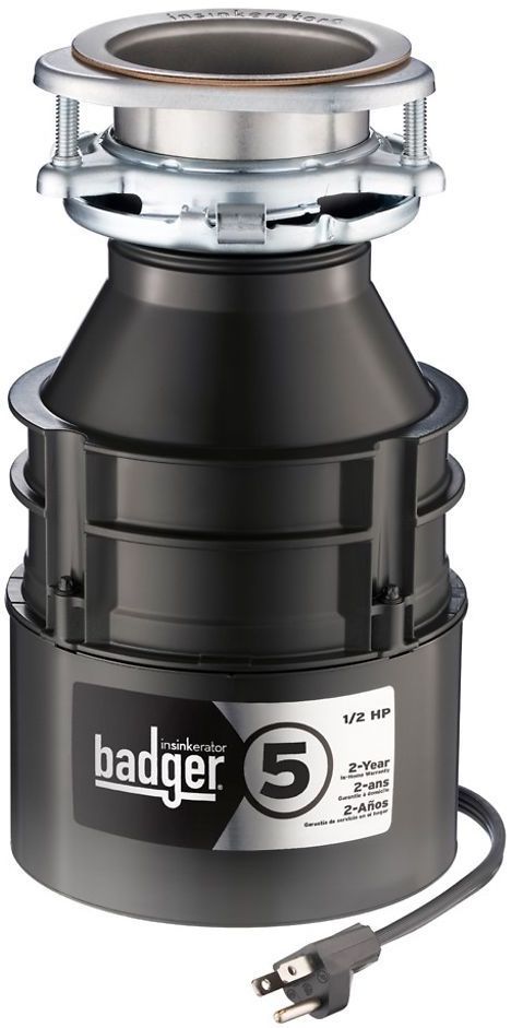 InSinkErator® Badger® 5 0.5 HP Continuous Feed Black Garbage Disposal-2