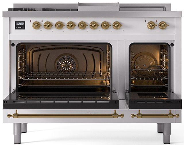 Ilve® Nostalgie II Series 48" White Pro Style Dual Fuel Range-1