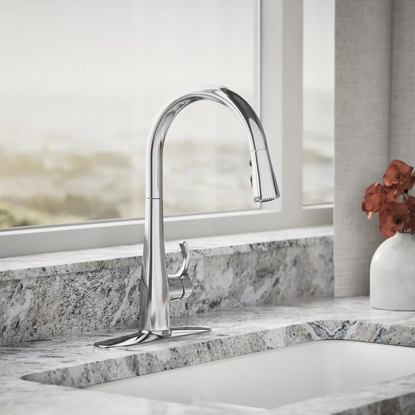 KOHLER® Simplice® Polished Chrome Touchless Kitchen Sink Faucet with 3-Function Sprayhead-1