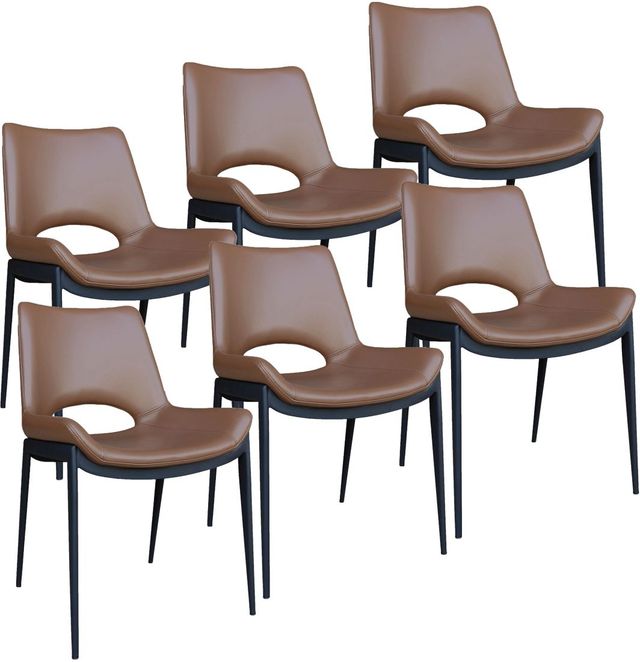 Worldwide Homefurnishings Inc. Icona 6-Piece Black/Saddle Dining Side Chair Set-0