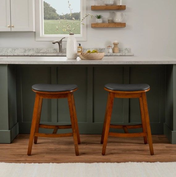 Linon Cappy 2-Piece Brown Upholstered Counter Stool Set-1