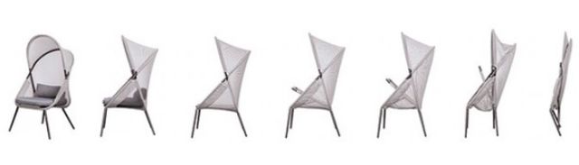 Furniture of America® Alverta 2-Piece Light Gray Fabric/Metal Outdoor Foldable Chair Set-3