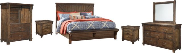 Signature Design by Ashley® Lakeleigh 6-Piece Brown King Panel Bed Set-0