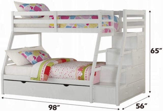 ACME Furniture Jason White Twin Over Full Bunk Bed with Trundle and Four Drawer Storage-2