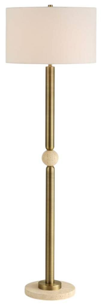Uttermost® Hudson Gold/Travertine Floor Lamp-0