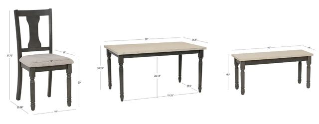 Powell® Willow 6-Piece Smokey White/Dark Gray Dining Set-2