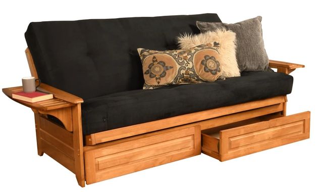 Kodiak Furniture Phoenix Suede Black/Butternut Full Storage Futon with Mattress-0