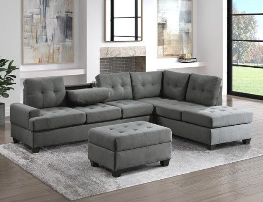 Mazin Furniture Dunstan Dark Gray Storage Ottoman-3