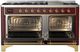 Ilve® Majestic III 60" Burgundy Pro Style Dual Fuel Liquid Propane Range with Triple Glass Door and Brass Trim-4