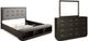 Signature Design by Ashley® Hyndell 3-Piece Dark Brown King Upholstered Panel Bed Set-0