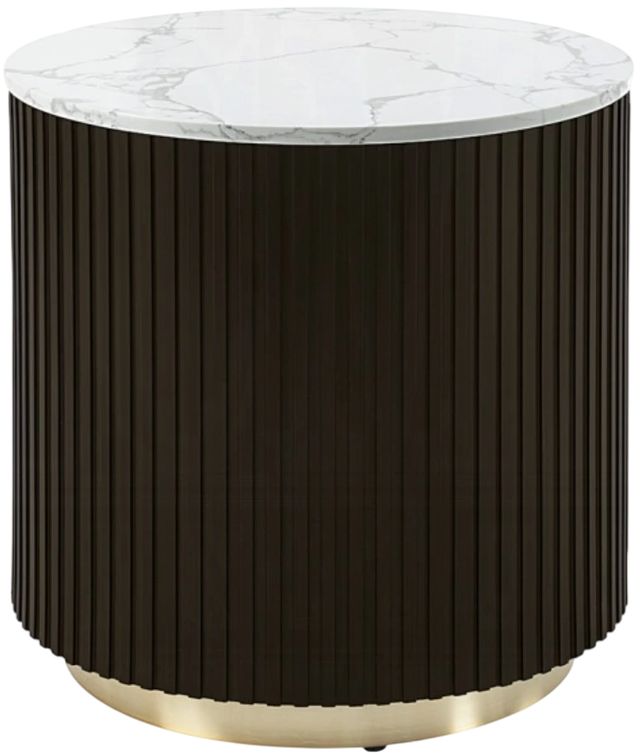ACME Furniture Clayten White Marble Top End Table with Espresso Base-0