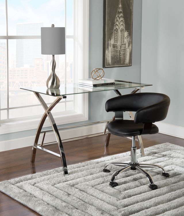 Powell® World Map Printing Curved X-Sided Computer Desk-2