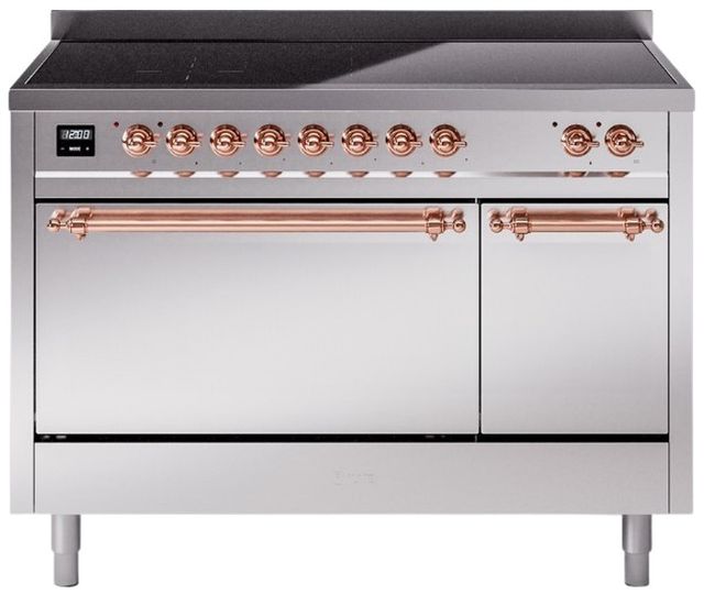Ilve® Nostalgie II Series 48" Stainless Steel Pro Style Induction Range with Cooper Trim-0