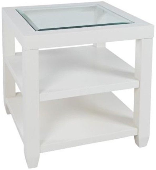 Jofran Inc. Urban Icon Glass Top End Table with White Base-0