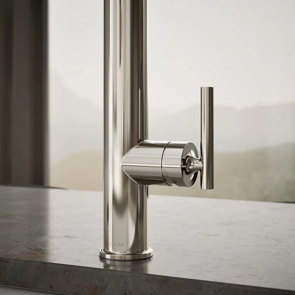 KOHLER® Purist® Vibrant Polished Nickel Semi-Professional Kitchen Sink Faucet with 3-Function Sprayhead-4