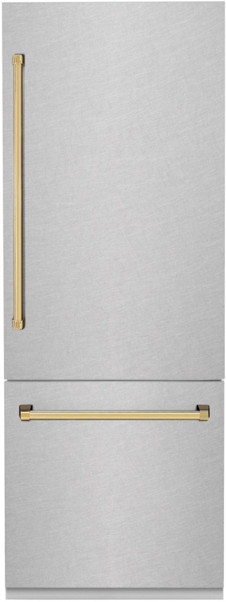 ZLINE Autograph Edition 30" 16.1 Cu. Ft. Satin Stainless Steel Built-In Bottom Freezer Refrigerator-0