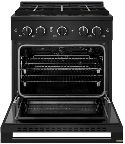 ZLINE Marino 30" Black Stainless Steel Pro Style Gas Range with 4-Burner DuoPro™ Cooktop and Convection Gas Oven-1