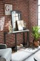 Hammary® Graystone Rustic Dark Sofa Table with Wrought Iron Metal Base-1