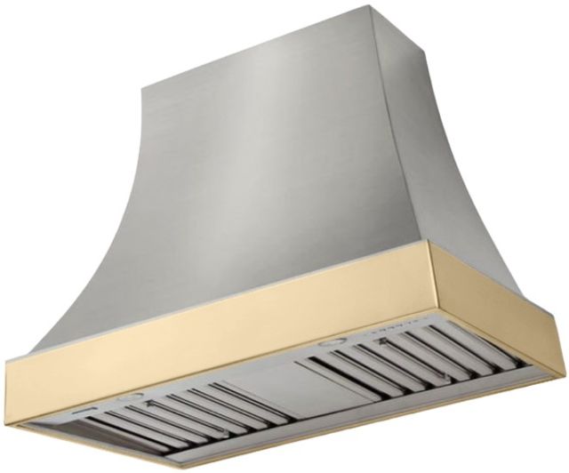 AGA Cascade 36" Stainless Steel Wall Mounted Range Hood  with Polished Brass Trim-0