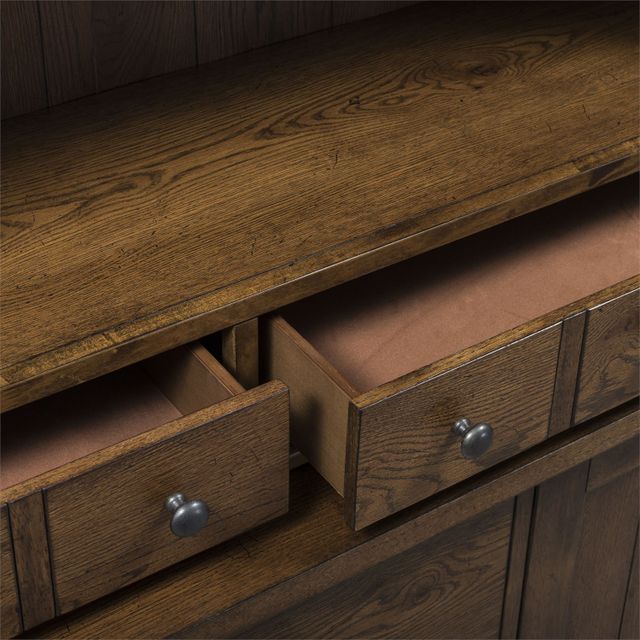 Liberty Furniture Hearthstone Rustic Oak Hutch and Buffet-6