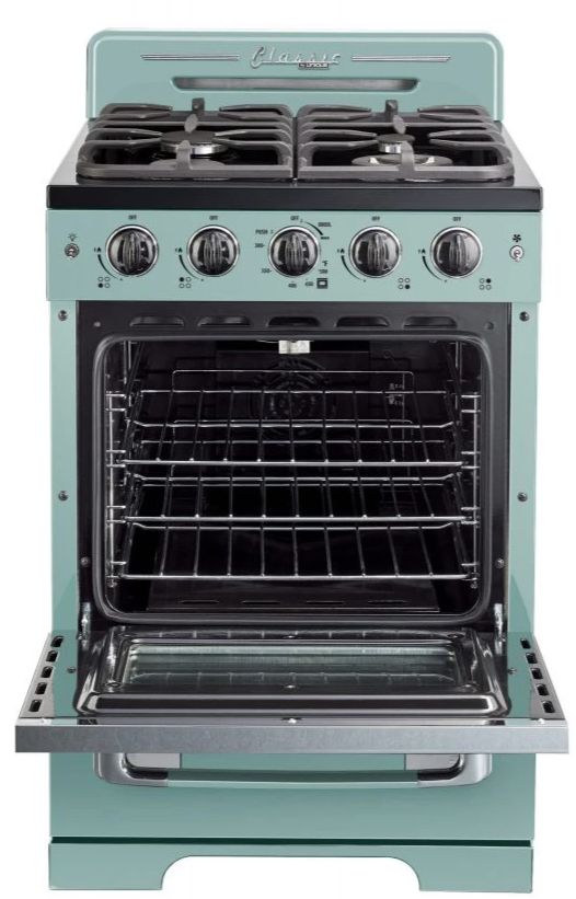 Unique® Appliances Classic Retro 24" Ocean Mist Turquoise Freestanding Natural Gas Range-1