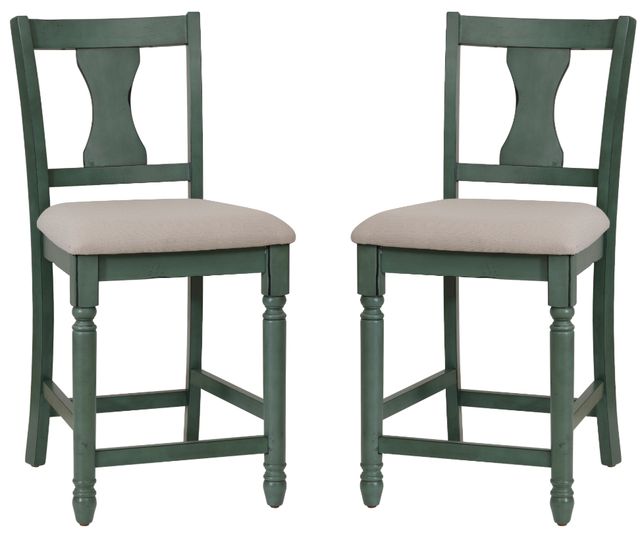 Powell® Willow Beige/Teal Counter Stool Set-0