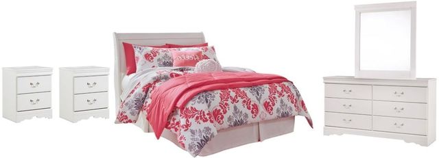 Signature Design by Ashley® Anarasia 4-Piece White Full Sleigh Headboard Set-0