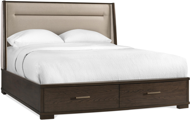 Riverside Furniture Monterey King Mink Upholstered Storage Bed-1