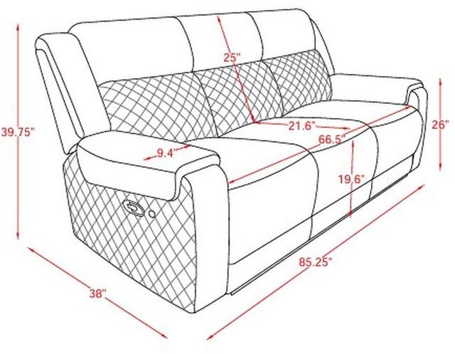 Global Furniture USA U5915 Black/Gray Manual Reclining Loveseat with Console-3