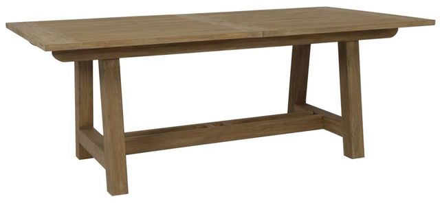 Sunset West Coastal Warm Gray Wooden Outdoor Dining Table with Leaf Extension-0