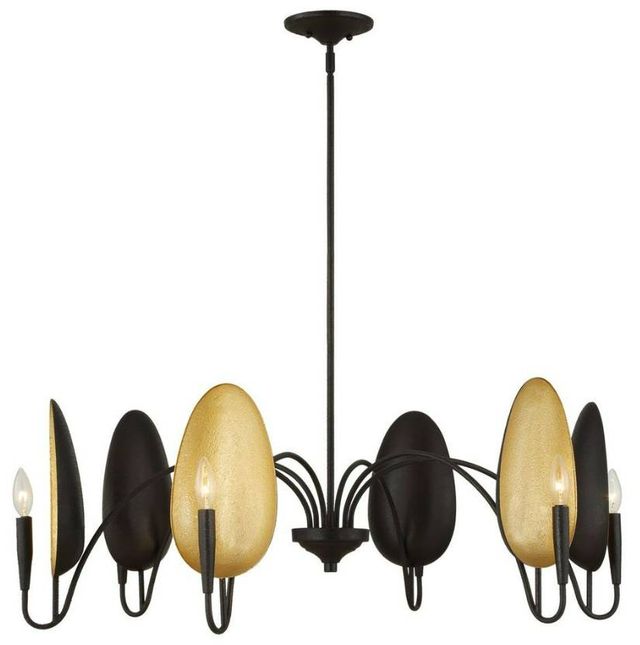 Uttermost® Warwick Matte Black/Matte Gold 6-Light Chandelier-0